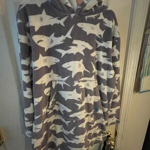 Boden Terry Swim Cover Up - Size 9-10 Years Shark Print Hooded Beach Toweling